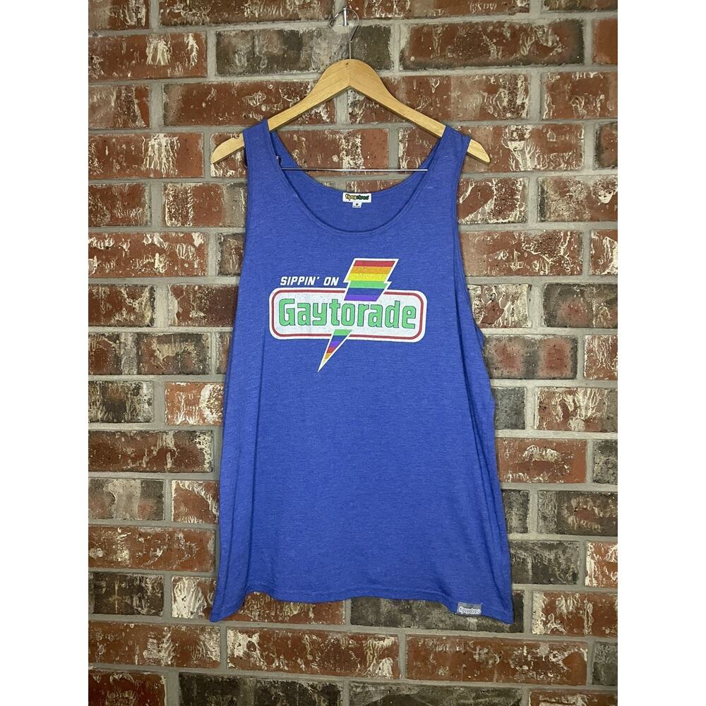 Tipsy Elves Funny Printed Tank Top "Gaytorade" Size Mens XL Pride Rainbow